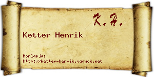 Ketter Henrik névjegykártya